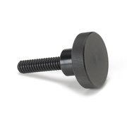 MORTON Thumb Screw, M3 Thread Size, Black Oxide Carbon Steel, 2.5mm Head Ht 361203012